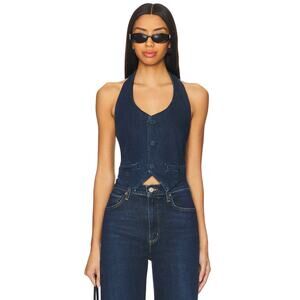 Good American Denim Halter Vest Indigo724 Size Small NWT